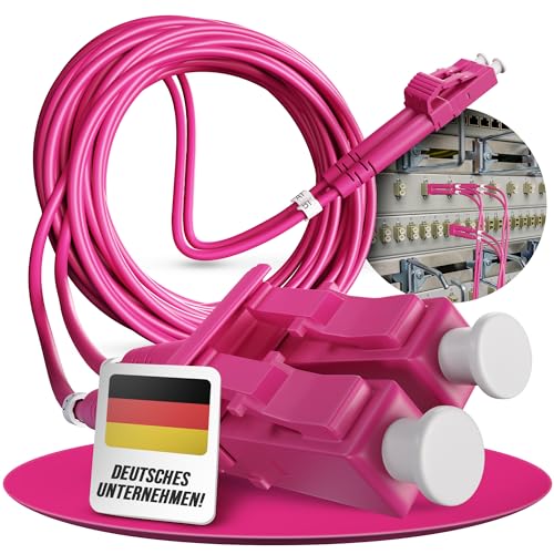 Conectra® - Glasfaserkabel | OM4 | Multimode | Duplex | LC/UPC auf LC/UPC | Farbe Magenta | ideal für Firmen- und Heimnetzwerke | LWL Lichtwellenleiter Glasfaserkabel (Länge 0,5 Meter) von Conectra