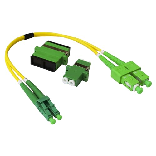 Conectra® - Glasfaserkabel Set mit passenden Adaptern | LC/APC auf SC/APC | Farbe Gelb | OS2 | Singlemode | Duplex | ideal für FTTH Heimnetzwerke (Länge 25 cm) von Conectra