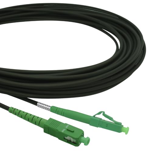 Conectra® - Glasfaserkabel gepanzert | OS2 | LC/APC auf SC/APC | schwarz | ideal für Heimnetzwerke | passend für Deutsche Telekom, Vodafone, 1&1, Deutsche Glasfaser und viele mehr (Länge 10 Meter) von Conectra