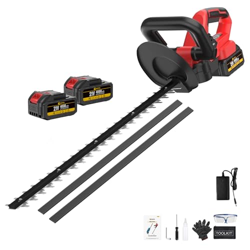 CONENTOOL 22 Zoll Akku-Heckenschere, 21 V, 2×4000 mAh, Heckenschere Elektrisch, Aststärke bis zu20 mm, 1000 W Heckenschere mit wiederaufladbarem Akku und Ladegerät für den von Conentool