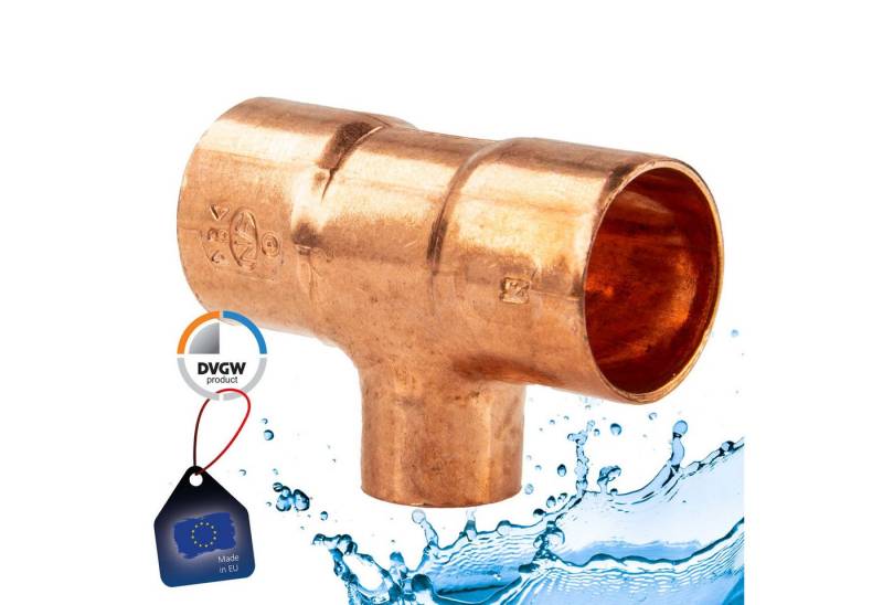 Conex Bänninger Lötfitting Kupfer-T-Stück reduziert - Typ 5130R, DVGW, 22 x 15 x 22 mm von Conex Bänninger