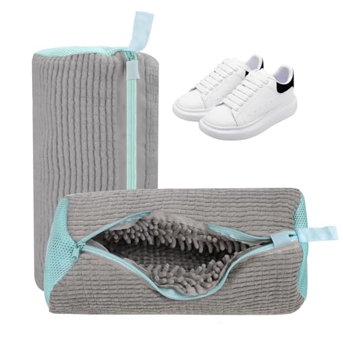 Cong.Lai 2er-Pack Schuhwaschbeutel Waschmaschine - Wiederverwendbarer - Robuster Wäschesack 40x20cm mit Reißverschluss - Perfekt für Schuhschutz (Grau) von Cong.Lai