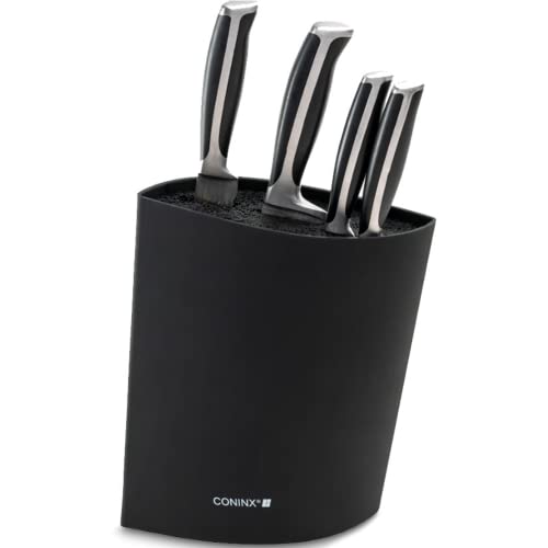 Coninx Messerblock ohne Messer Schwarz - Moderner Messerblock mit flexiblen Lamellen - Universal Messerhalter - Knife Block - Stilvoller Knife Block unbestückt - Erleichtert die Messeraufbewahrung von Coninx