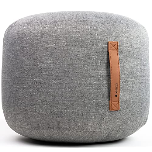 Coninx Pouf Hocker Leinen - 50 cm x 40 cm Woll Pouf grau - Bequemer Sitzhocker oder Fußhocker, Sitzpouf - Vielseitiger Sitzsack Erwachsene und Kinder - Sitzkissen Boden von Coninx