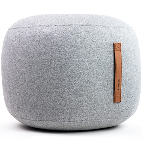Coninx Pouf Hocker in Hellgrau | 50 cm x 40 cm Woll Pouf grau | Bequemer Sitzhocker oder Fußhocker | Sitzpouf | Hochwertiger Sitzsack Erwachsene und Kinder - Sitzkissen Boden von Coninx