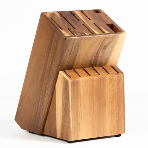 Coninx Raf Messerblock Akazienholz | Messerhalter 15 Schlitze Kochmesser | Messerblock Holz Ohne Messer | Geeignet für 15 Messer, Wetzstahl | Messerhalter für Küchenmessern | 13 x 19 x 22 cm von Coninx