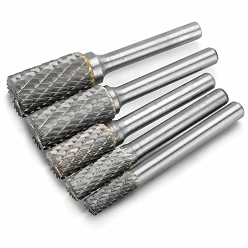 Coniya 5Pcs 1/4 Zoll Doppelschliff Wolframkarbid Rotary Burr Die Grinder Schaft Bit Set von Coniya