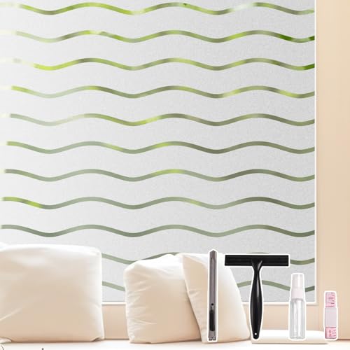 Conkov Fensterfolie Blickdicht Wellen Streifen Sichtschutzfolie Selbsthaftend mit Rakel Werkzeug, Statisch Haftend Ohne Klebstoff Milchglasfolie Anti UV Folie für Küche, Bad und Büro 60 x 200 cm Conkov Fensterfolie Blickdicht Wellen Streifen Sichtschutzfolie Selbsthaftend mit Rakel Werkzeug, Statisch Haftend Ohne Klebstoff Milchglasfolie Anti UV Folie für Küche, Bad und Büro 60 x 200 cm von Conkov