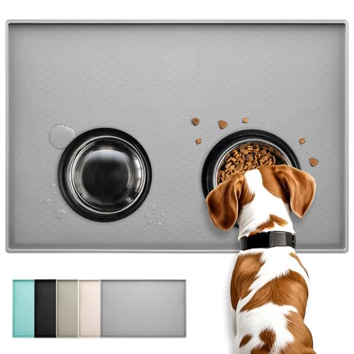 Conlun Hunde Futtermatte Katzen Futtermatte, Rutschfestes Design, 100% wasserdichte Haustierfutter Matte, erhöhter Rand,um EIN Auslaufen von Wasser oder Lebensmitteln zu vermeiden, spülmaschinenfest von Conlun