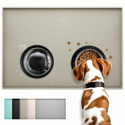 Conlun Hunde Futtermatte Katzen Futtermatte, Rutschfestes Design, 100% wasserdichte Haustierfutter Matte, erhöhter Rand,um EIN Auslaufen von Wasser oder Lebensmitteln zu vermeiden, spülmaschinenfest von Conlun