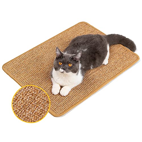 Conlun Kratzmatte Katze Wand,Natürlich Sisal Kratzteppich Katze,Horizontale Kratzmatte für Katzen,Katzenboden Kratzpad,Katzen Kratzmöbel,Ecken Kratzschutz für Sofas&Couch(M, 60x40 cm) von Conlun