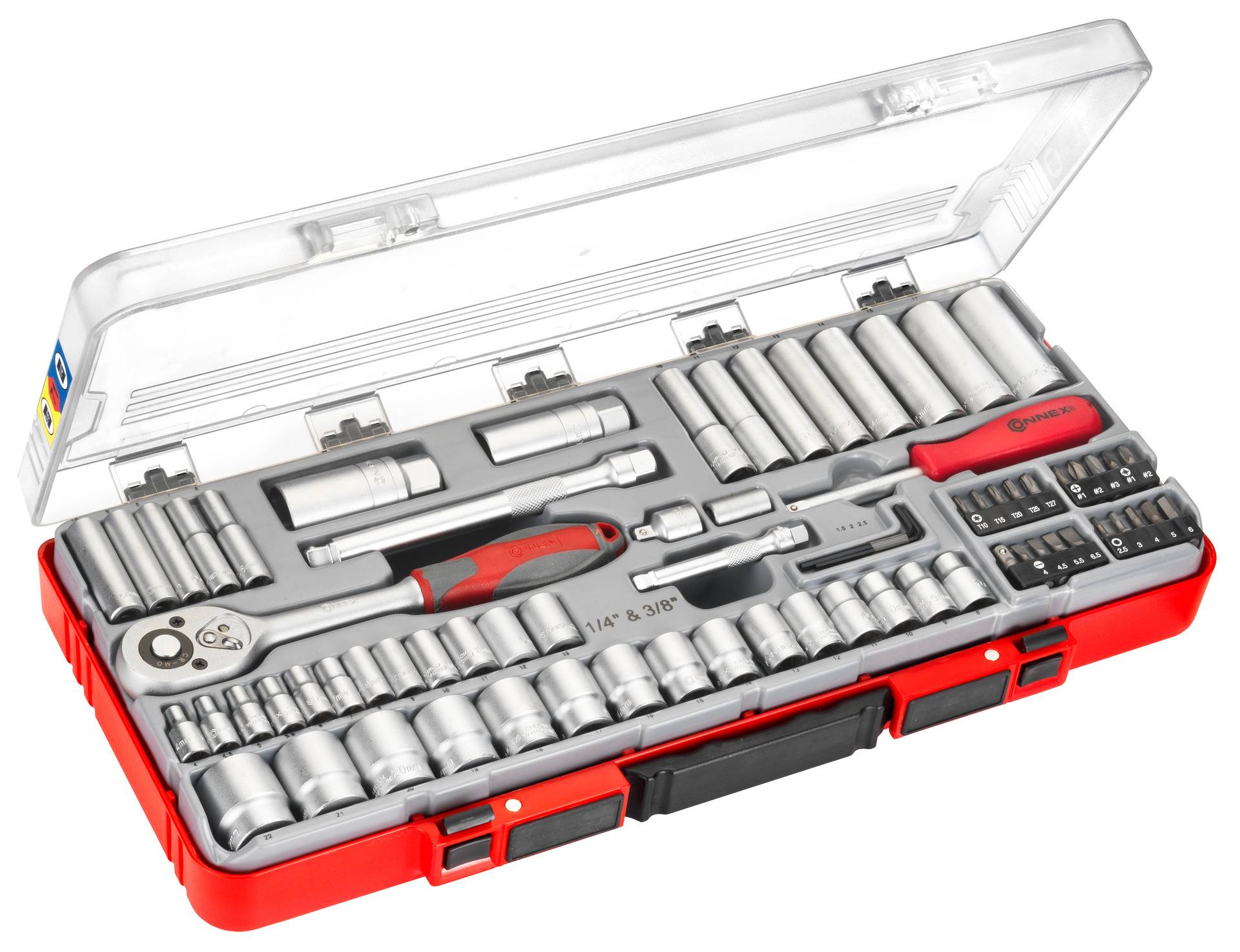 Steckschlüssel-Satz 1/4 +3/8, 71-teilig Steckschlüssel-Satz 1/4 +3/8, 71-teilig von Conmetall - Celle