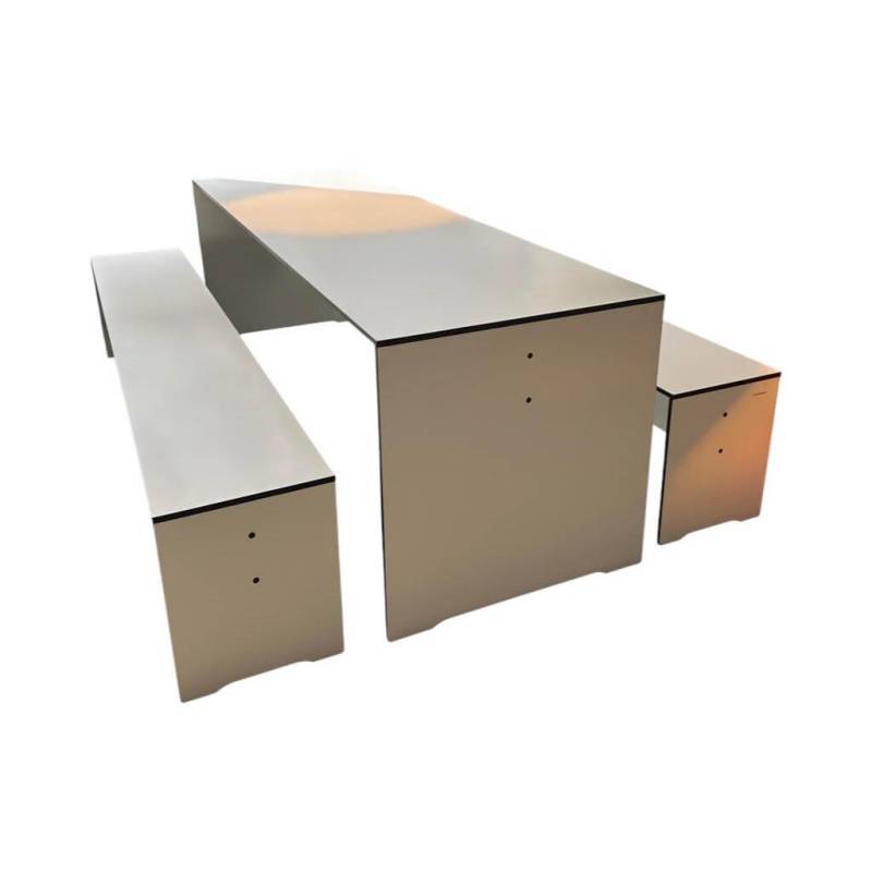 Essgruppe Riva Outdoor HPL Kunststoff Weiß Kanten Schwarz Essgruppe Riva Outdoor HPL Kunststoff Weiß Kanten Schwarz von Conmoto