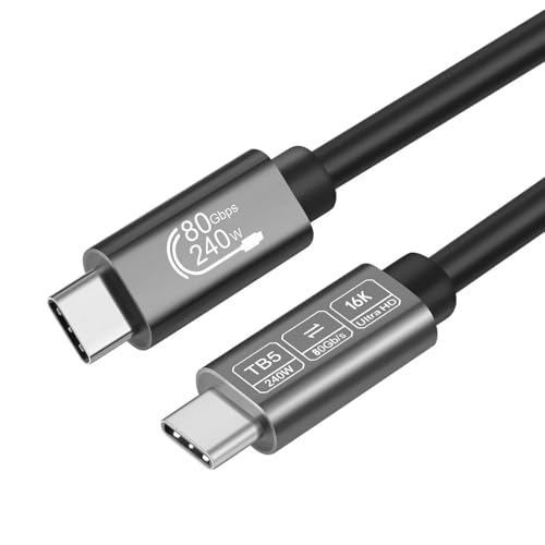 [80 Gbit/s Datensynchronisation] Kompatibel mit Thunderbolt 5-Kabel, Hochgeschwindigkeits-USB-C-Kabel, unterstützt 240 W Aufladen und 16K/8K-Display für Thunderbolt 4/USB4 Monitor und mehr, 30 cm von ConnBull