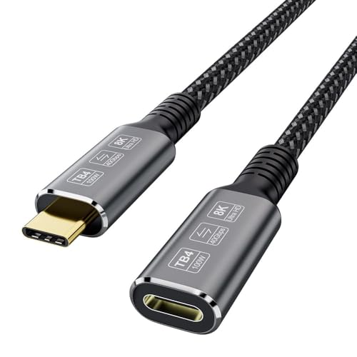 ConnBull Thunderbolt 4 Verlängerungskabel, USB C Stecker auf Buchse Schnellladekabel, 40Gbps TB4 Datenkabel, Kompatibel mit Switch, MacBook - 0,8M von ConnBull