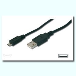 CONNECT 3 m USB 2.0 A auf Micro B Schnur – Schwarz von CONNECT