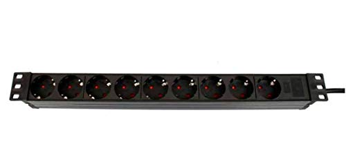 ConnectNET 19 Zoll Steckdosenleiste 9-Fach Anschlussleitung 2,5 m schwarz - zum Einbau in den Serverschrank von ConnectNET