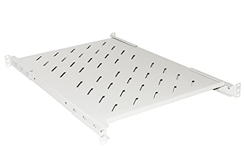 Connetto - 19" Fachboden für Rackschrank ausziehbar 650 mm mit 4 grauen Haken von Connetto