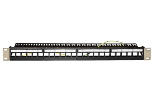 Connetto - Leere Metall-Patchplatte mit rückseitiger Stützleiste für abgeschirmte Anschlüsse mit Erdungsstecker Schrauben im Lieferumfang enthalten von Connetto