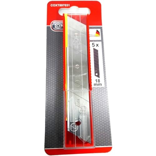CONNEX Abbrech-Klingenstreifen breit 5 Stück - Verchromt - Eisgehärtet - Härtegrad SK 7-5 Stück im Spender/Cuttermesser Klingen/Teppichmesser Klingen/Ersatzklingen Cuttermesser / 897031 von Connex