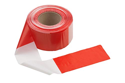 Connex Absperrband 50 m x 80 mm - rot / weiß - Beidseitig bedruckt - UV-beständig & reißfest - Aus Polyethylen (PE) / Warnband / Flatterband / Markierungsband / Absperrungsband / DY2701591 von Connex