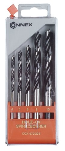 Connex COX972325 Holz-Spiralbohrersatz, 4-10 mm Chrom Vanadium, 5-teilig von Connex
