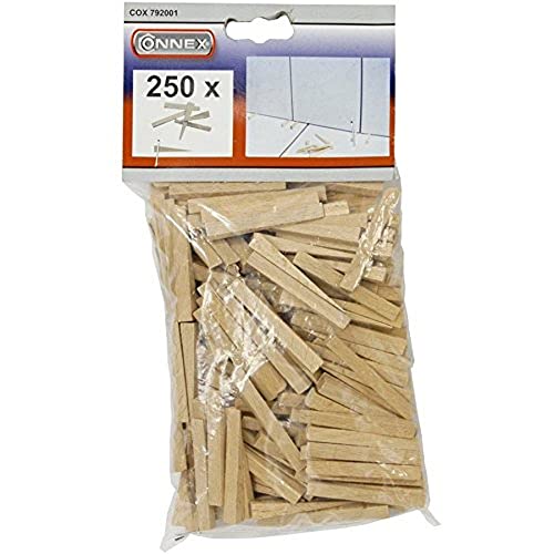 Connex Fliesenkeile 40 x 4 mm - Praktisches Set mit 250 Stück - Aus stabilem Buchenholz - natur / Fliesenzubehör / Fliesenverlegehilfe / Fliesen-Abstandhalter / COX792001 von Connex