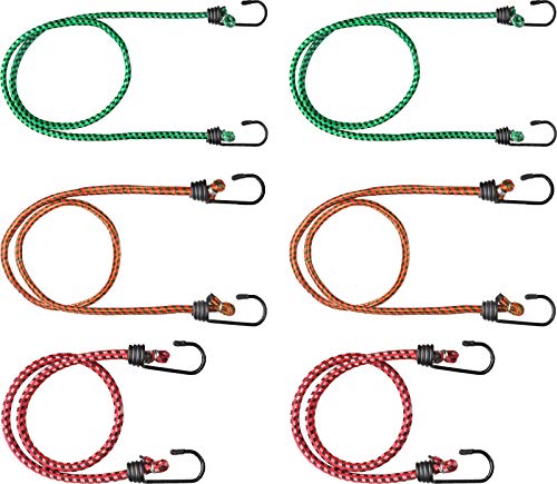 Connex Gepäckspanner-Set 6-teilig - 3 Längen: 600 mm, 800 mm und 1000 mm - Farbig sortiert - Stahlhaken mit PVC-Überzug - Dehnbar und reißfest / Spanngummi mit 2 Haken / Expander / B34078 von Connex