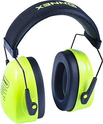 Connex Kindergehörschutz neongrün - Dämmwert (SNR) 27 dB - Verstellbarer Kopfbügel - Weiche Dichtkissen - Kapselgehörschutz / Lärmschutz für Kinder / COXT938702, Schwarz Gelb, 300 mm von Connex