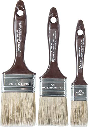 Connex Pinsel-Set 3-teilig - Für wasserbasierte & lösemittelhaltige Lasuren - Drei Flachpinsel mit 30 - 60 mm Breite - Helle Kunststoffborsten - Borstenstärke 6 / Malerpinsel / COXB365200 Braun,silber Connex Pinsel-Set 3-teilig - Für wasserbasierte & lösemittelhaltige Lasuren - Drei Flachpinsel mit 30 - 60 mm Breite - Helle Kunststoffborsten - Borstenstärke 6 / Malerpinsel / COXB365200 Braun,silber von Connex