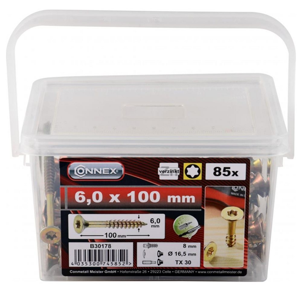 Connex Schrauben- und Dübel-Set Universalschrauben 6,0 x 100 mm 85 Stück Connex Schrauben- und Dübel-Set Universalschrauben 6,0 x 100 mm 85 Stück von Connex