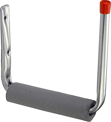 Connex Surfbretthaken 235 x 210 x 205 mm - Belastbar bis 15 kg - Mit Schaumstoffüberzug & Gummikappe - verzinkt / Montagehaken für Garage / Werkstatthaken / Ordnungshelfer / DY222011, Silber von Connex
