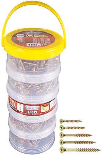 Connex Universalschrauben-Sortiment 480-teilig - Diverse Größen in Stapelbox - Senkkopf - TX-Antrieb - Voll- & Teilgewinde - Gelb verzinkt / Schrauben-Set / Schrauben-Box / B30305, TX Torx-Antrieb Connex Universalschrauben-Sortiment 480-teilig - Diverse Größen in Stapelbox - Senkkopf - TX-Antrieb - Voll- & Teilgewinde - Gelb verzinkt / Schrauben-Set / Schrauben-Box / B30305, TX Torx-Antrieb von Connex