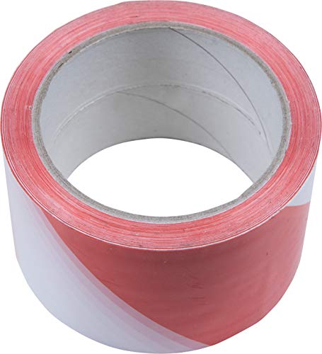 Connex Absperrband 66 m x 50 mm - rot / weiß - Selbstklebend - UV-beständig & reißfest - Aus Polyethylen (PE) / Warnband / Flatterband / Markierungsband / Absperrungsband / DY2700594 von Connex