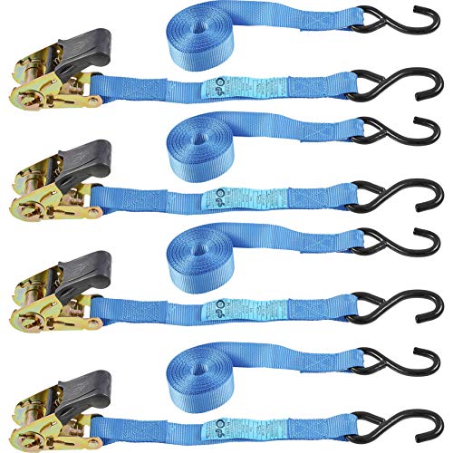 Connex Zurrgurt - Praktisches Set mit 4 Stück - Zweiteilig - 4,5 m x 25 mm - 500 kg maximale Belastbarkeit - Mit Spannratsche & S-Haken - Aus Polyester / Spanngurt / Ladungssicherung / DY270643 von Connex