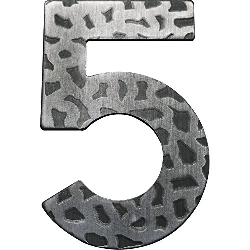 Hausnummer Ziffer "5"| Schmiedeeisen | antik | Höhe: 120 mm | 1 Stück | schwarz verzinkt von Connex