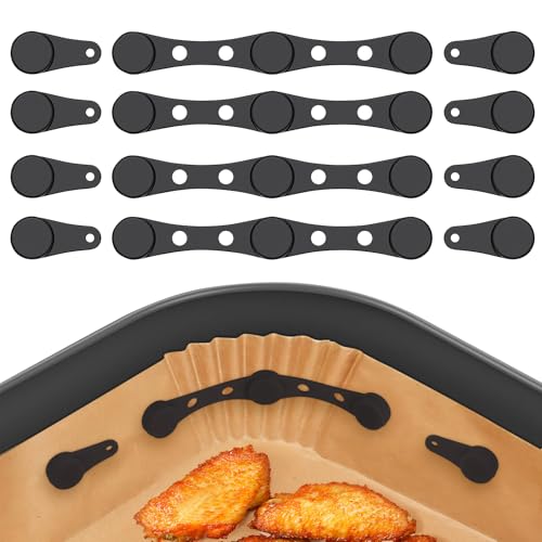 4 Sets Magnete für Airfryer Backpapier, Heißluftfritteuse Magnetschnallen, Air Fryer Magnetische Silikon-Schnallen Hochtemperaturbeständige, Airfryer Zubehör für Fixieren Pergamentpapier von Connextion