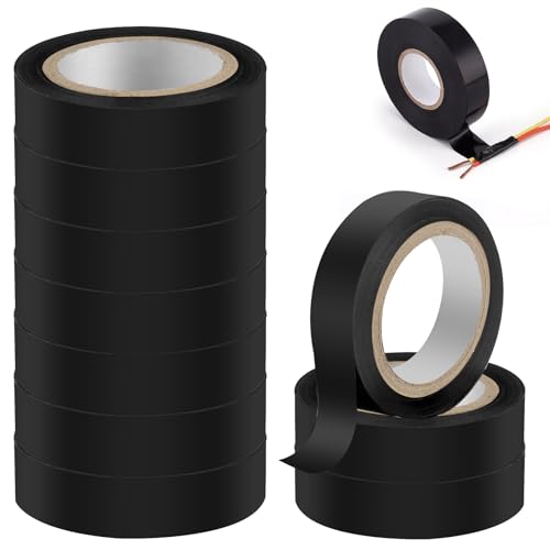 Connextion 6 Bände Electrical Tape 18mm x 20m Elektrisches Isolierband Wasserdicht Schwarzes Klebeband für Elektriker Verdrahtungsprojekte und Reparaturen (10) von Connextion