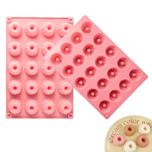 Connextion 2 Stück Mini Gugelhupfform Silikon,Gugelhupf Kuchenform Klein Form Silikon Wiederverwendbare Muffinförmchen mit 40 Hohlräume (29X19.5X2.2cm) von Connextion