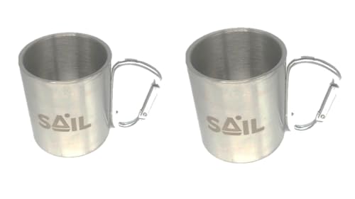 Conny Clever Edelstahl Thermobecher mit Henkel Becher 2er Set Edelstahl-Kaffeebecher Metall Thermosbecher Edelstahlbecher doppelwandig Kaffeetasse Tasse Camping Zubehör (2x200ml) von Conny Clever
