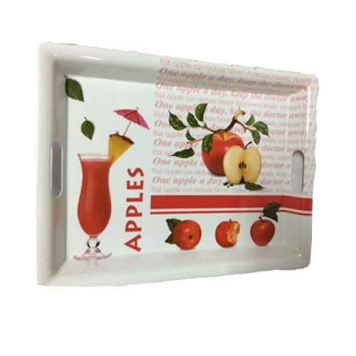 Dekoratives Serviertablett mit Apfel-Motiv, Weiß-Rot, Melamin Dekoratives Serviertablett mit Apfel-Motiv, Weiß-Rot, Melamin von Conny Clever