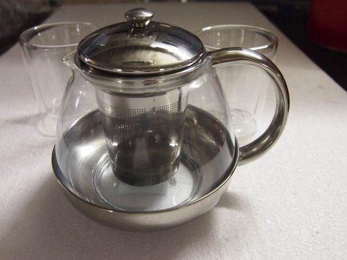 Teekanne mit Filtereinsatz/Kanne aus Glas/Deckel und Filtereinsatz aus rostfreiem Edelstahl für 1,0 Liter von Conny Clever® von Conny Clever