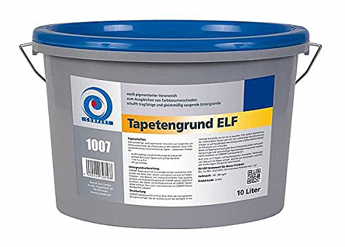 Conpart - Tapetengrund ELF 1007 - Grundierungen/Streichputz/Tapetengrund - Weiß pigmentierter Voranstrich zum Ausgleichen von Farbtonunterschieden des Untergrundes vor dem Tapezieren - 10 Liter Conpart - Tapetengrund ELF 1007 - Grundierungen/Streichputz/Tapetengrund - Weiß pigmentierter Voranstrich zum Ausgleichen von Farbtonunterschieden des Untergrundes vor dem Tapezieren - 10 Liter von Conpart