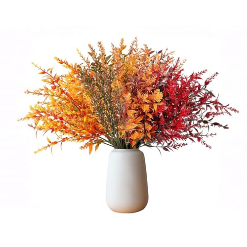 Conponous 8 Bündel Kunstblumen Herbst Herbstdeko, Herbstblumen Künstlich Herbststrauß Herbstpflanzen Herbstzweige für Drinnen Draußen für Herbst Dekoration Gartendekoration Tischdeko (Gelb) von Conponous