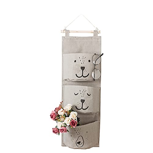 Conruich Wand Hängen Tasche Tür Wand Organizer Hängetasche Faltbares Leinen Stoff Wand Hängender Hängender Organizer mit 3 Taschen Wasserdicht hängende Tasche für Kinderzimmer Badezimmer Schlafzimmer von Conruich