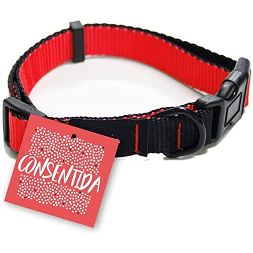 Consentida Basic Halsband für große Hunde T3, Größe L 33 – 50 x 2 cm, Rot, glatter und robuster Stoff, integrierte Regulierungsfunktion mit Click-Verschluss von Consentida