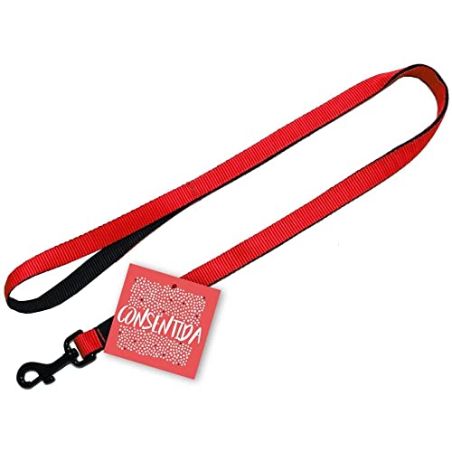 Consentida Basic Hundeleine T4 - Größe XL 80 x 2,5 cm - Unifarben Bedruckt - Farbe rot - strapazierfähiges Gewebe aus Nylon - Leicht zu befestigen - Hundezubehör von Consentida