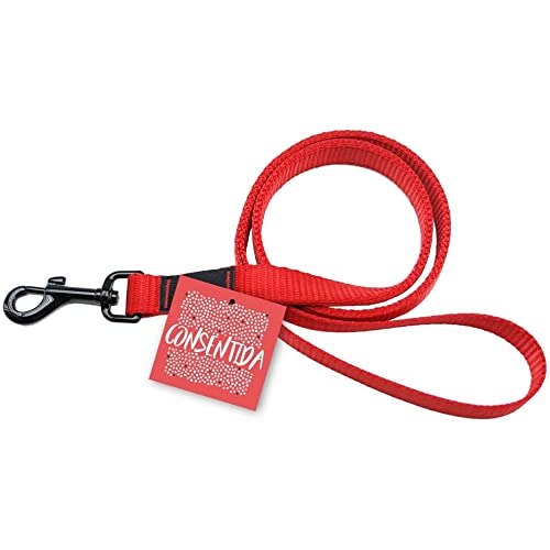 Consentida Große Hundeleine T3 - Größe L 100 x 2 cm - Unifarben - Rot - Robustes Gewebe aus Nylon - Leicht zu befestigen - Hundezubehör von Consentida