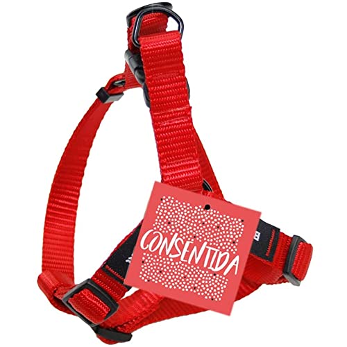 Consentida Petral Geschirr für große Hunde T3 - Größe L 35-40 x 2 cm - Unifarben - Rot - Robustes Gewebe aus Nylon - Leicht zu befestigen - Hundezubehör von Consentida