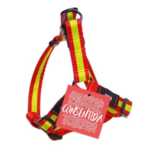 Petral für mittlere Hunde T2-1,5 x 1 x 30-40 cm - aus Nylon - Spanisches Flaggendesign - Größe M - sehr widerstandsfähig und bequem - Hundezubehör - Consentida von Consentida